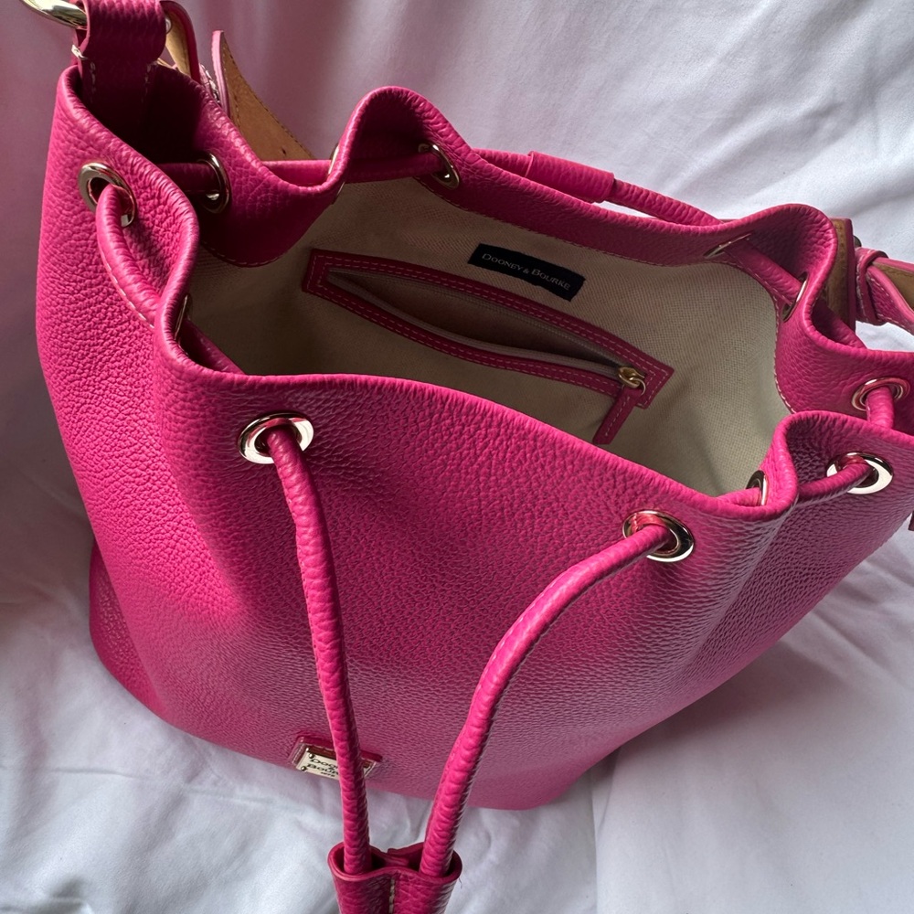 Dooney & Bourke Lucca Leather Drawstring Shoulder Bucket Bag - Picture 2 of 7